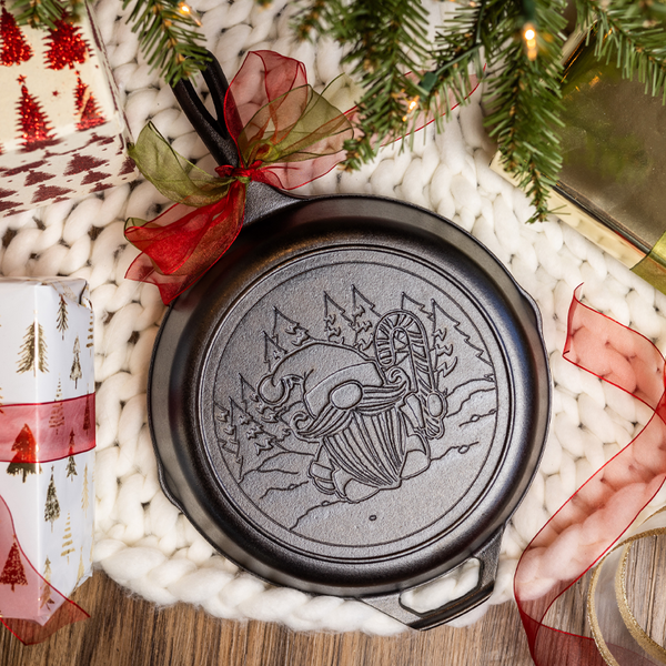 Lodge 10.25 Inch Seasoned Cast Iron Holiday Gnome Skillet - Cookware Lid