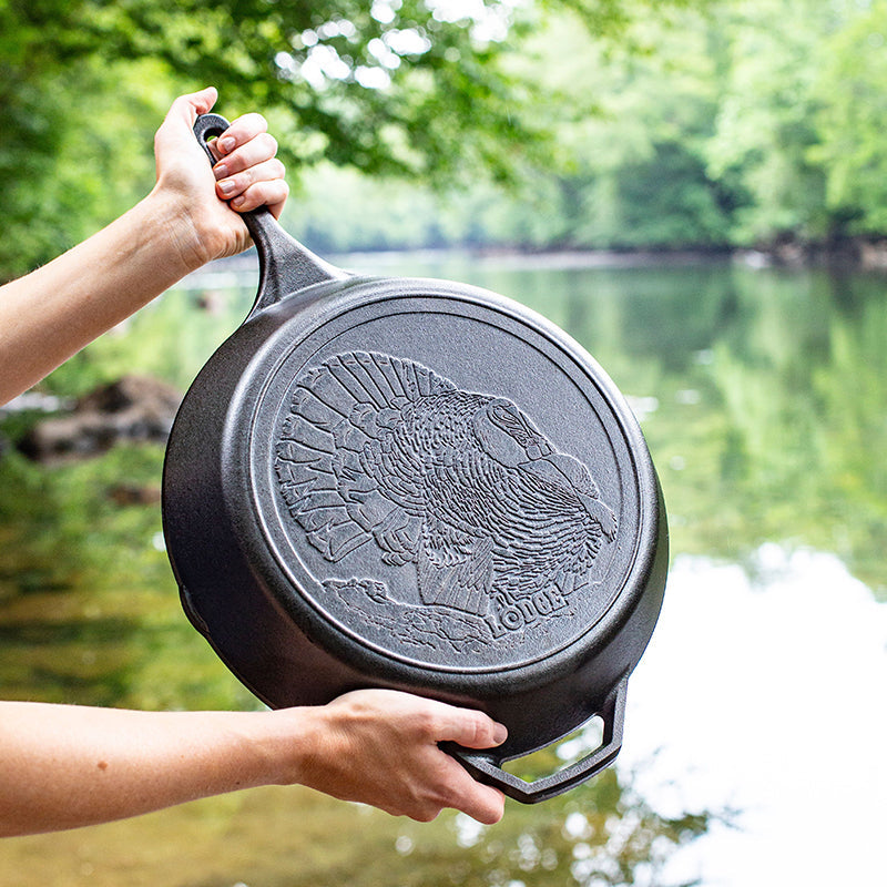 Lodge Wildlife Series 13.25 Inch Cast Iron Turkey Skillet - Cookware